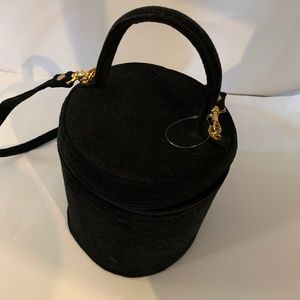 Barrel Purse Black Makeup Carrier Velvet